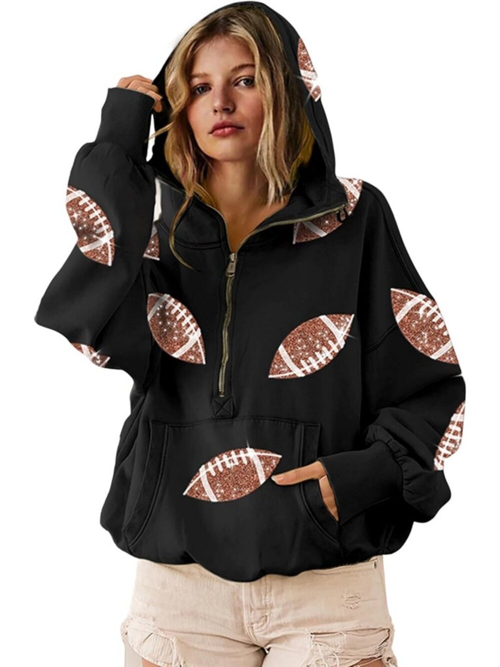 Sequin Football Sweatshirt for Women | Game Day Pullover Fall Top